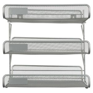 IKEA 3 Tier Shelf Silver Mesh Office File & Paper Organizer Storage Rack